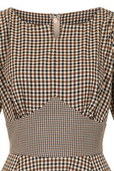 BANNED Retro Vilma Plaid Dress with Side Pockets-Beige