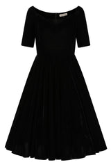 BANNED Retro Amalia Off-Shoulder Velvet Swing Dress-Black
