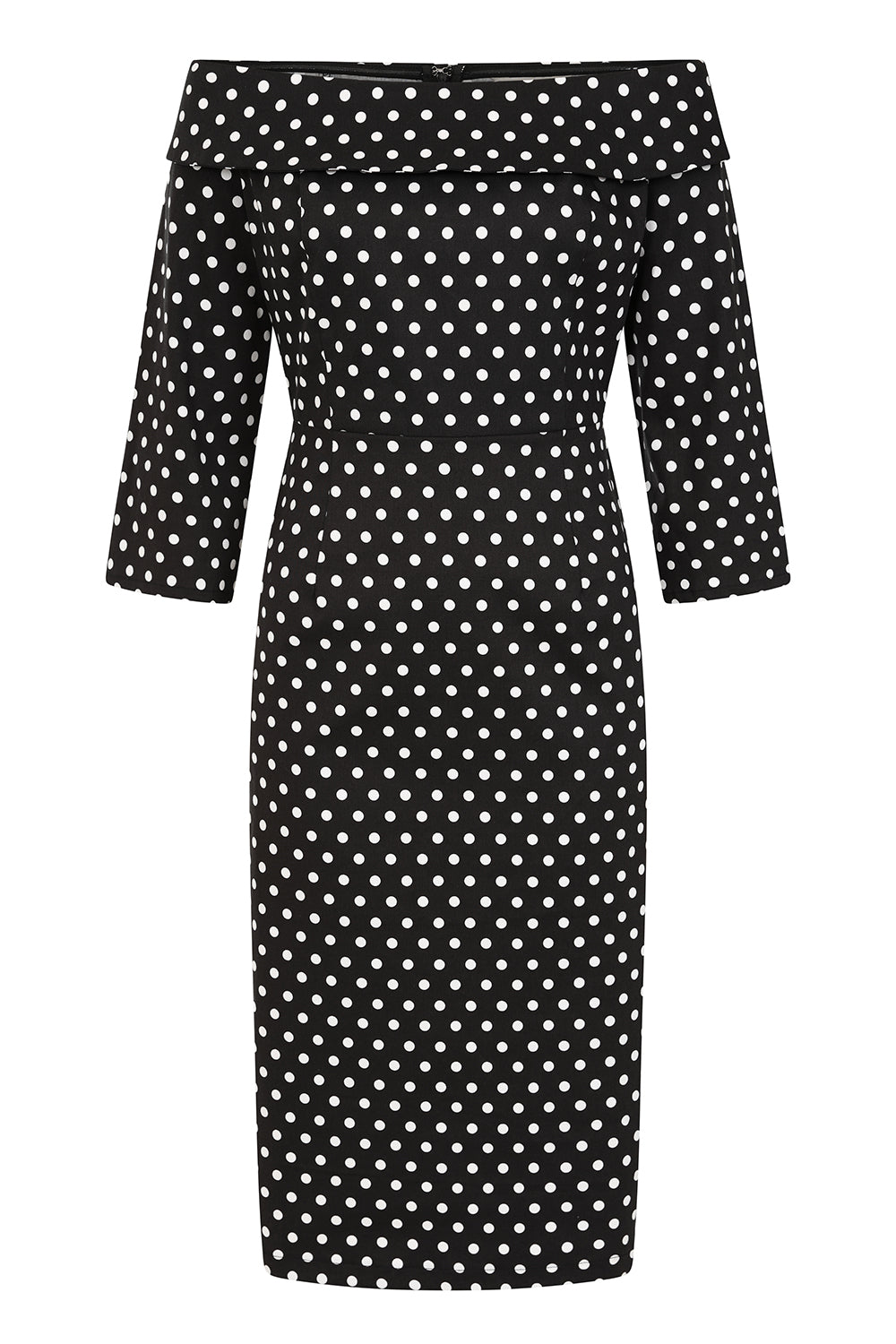 BANNED RETRO Terry Polka Dot BLACK Pencil Dress-Black