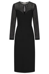 BANNED Elvira Gothic Spiderweb Maxi Dress with Mesh Sleeves-Black