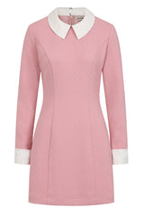 Banned Vera 60s Mini Dress - Retro Style Peter Pan Collar Dress-Pink