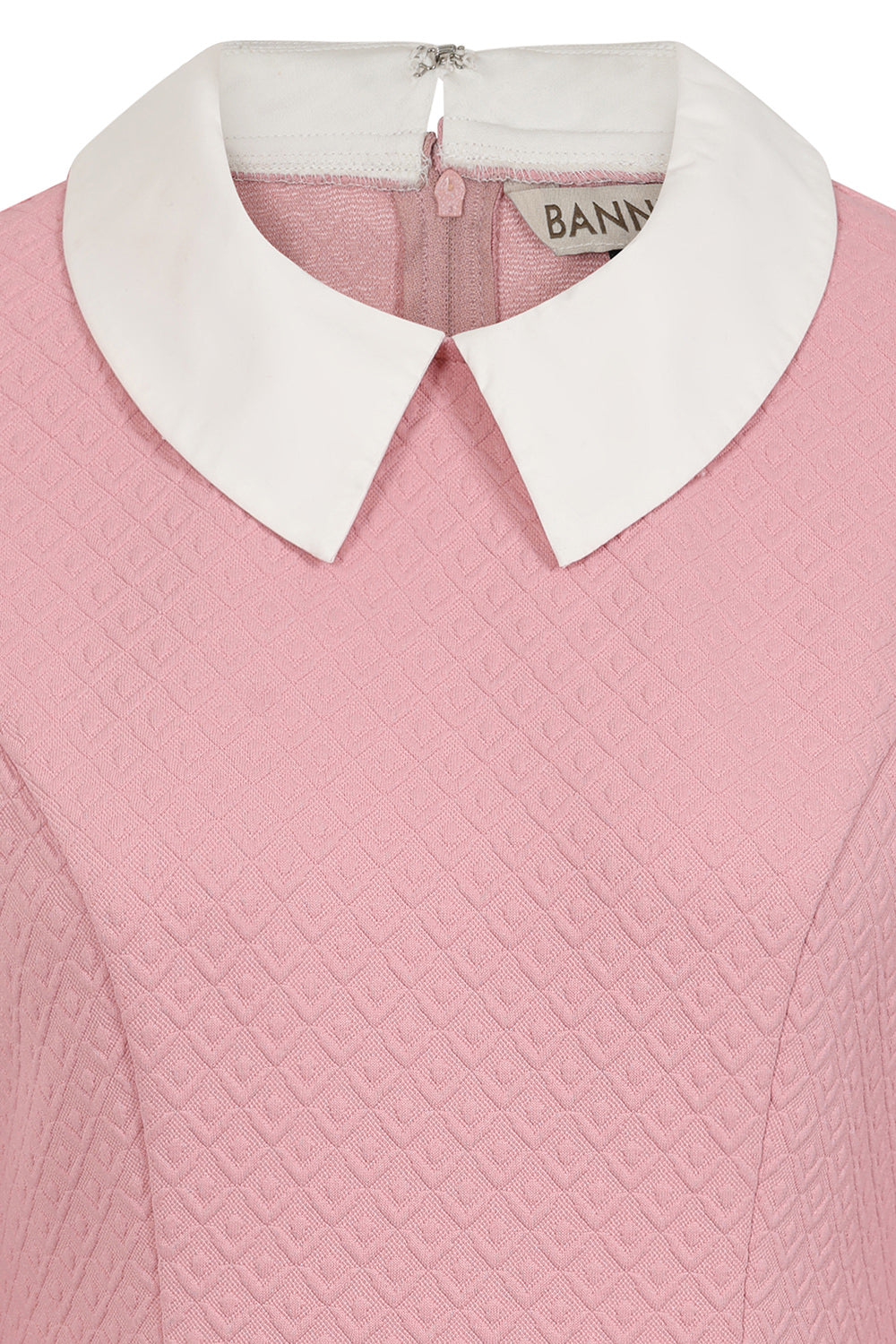 Banned Vera 60s Mini Dress - Retro Style Peter Pan Collar Dress-Pink