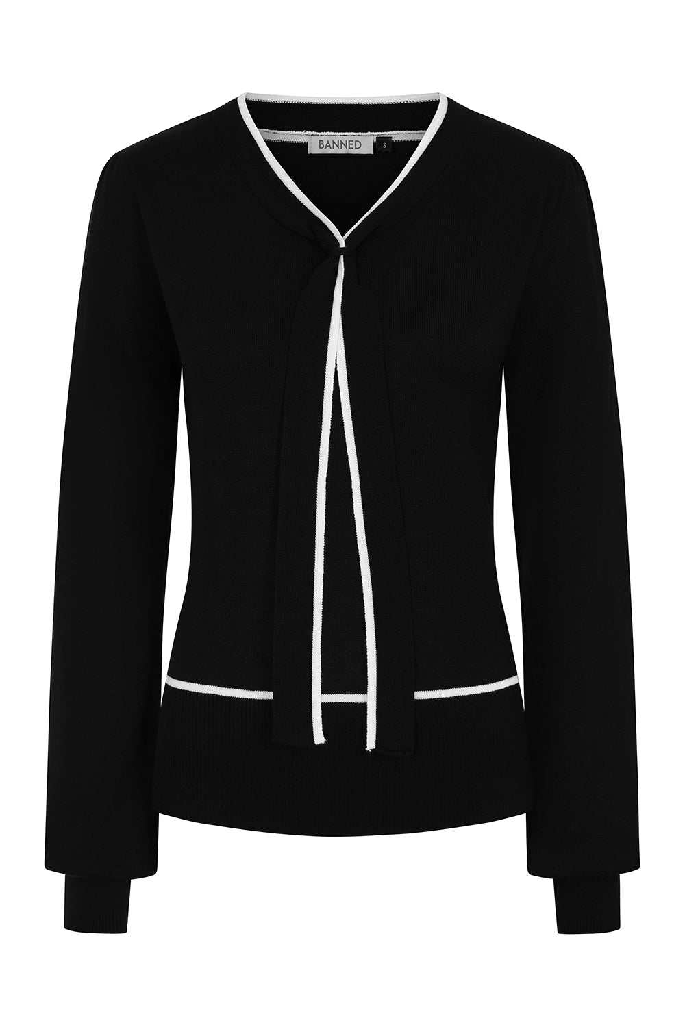 1950's Sally Tie Banned Retro Black Knit jumper-Black