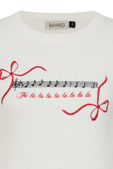 Banned Natalia Christmas Carol Jumper - 50s Style Embroidered Holiday Sweater-Ivory