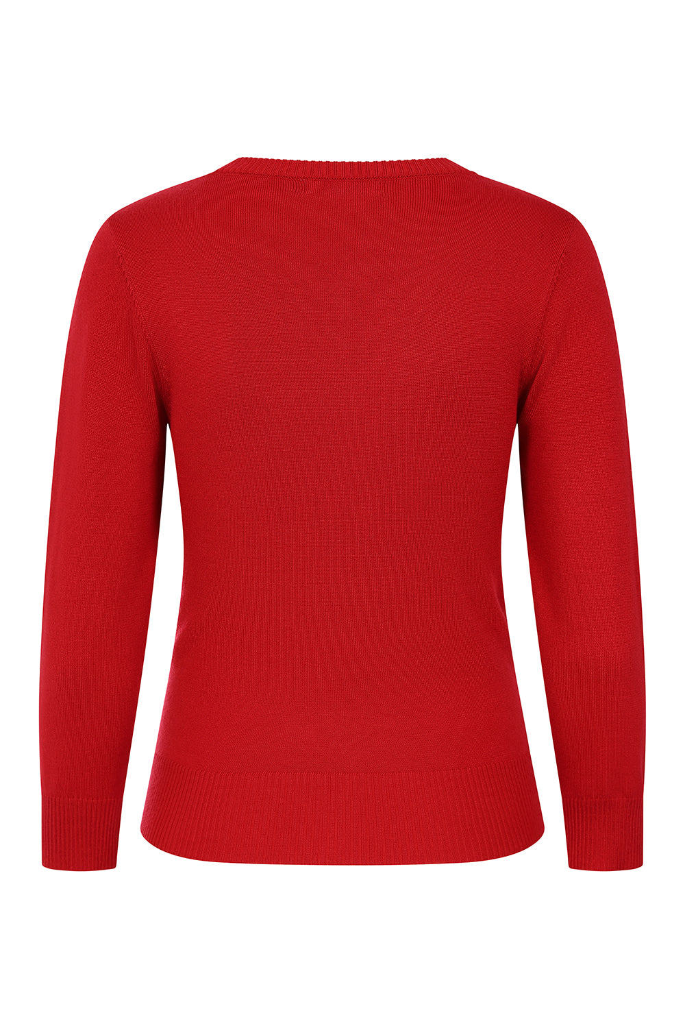 Banned Bella Bow Knit Jumper - 50s Style Keyhole Collar Sweater-Red