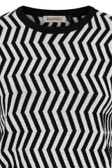 Banned Lara Zigzag Jumper - 40s Style Jacquard Pattern Sweater-Black/White