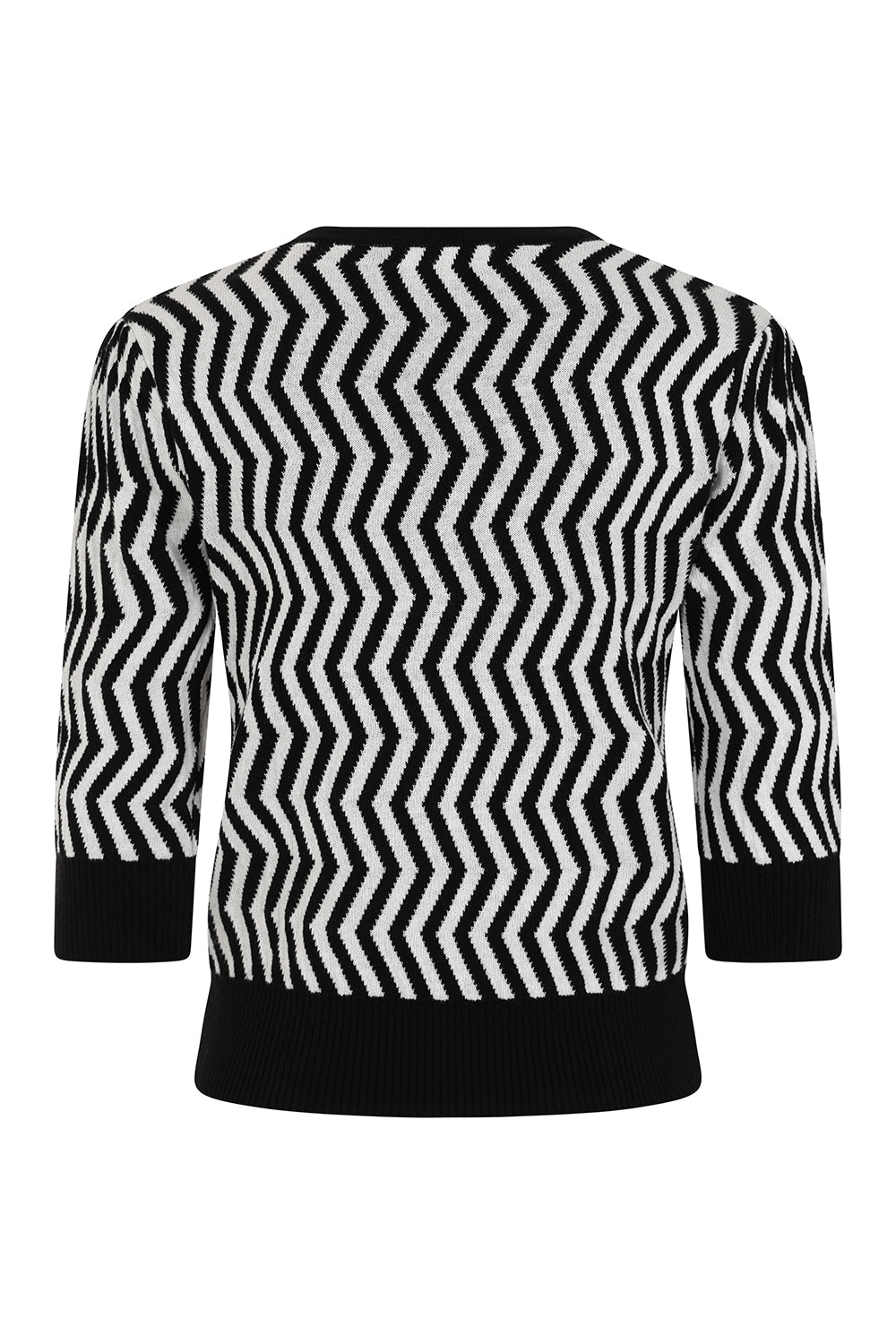Banned Lara Zigzag Jumper - 40s Style Jacquard Pattern Sweater-Black/White