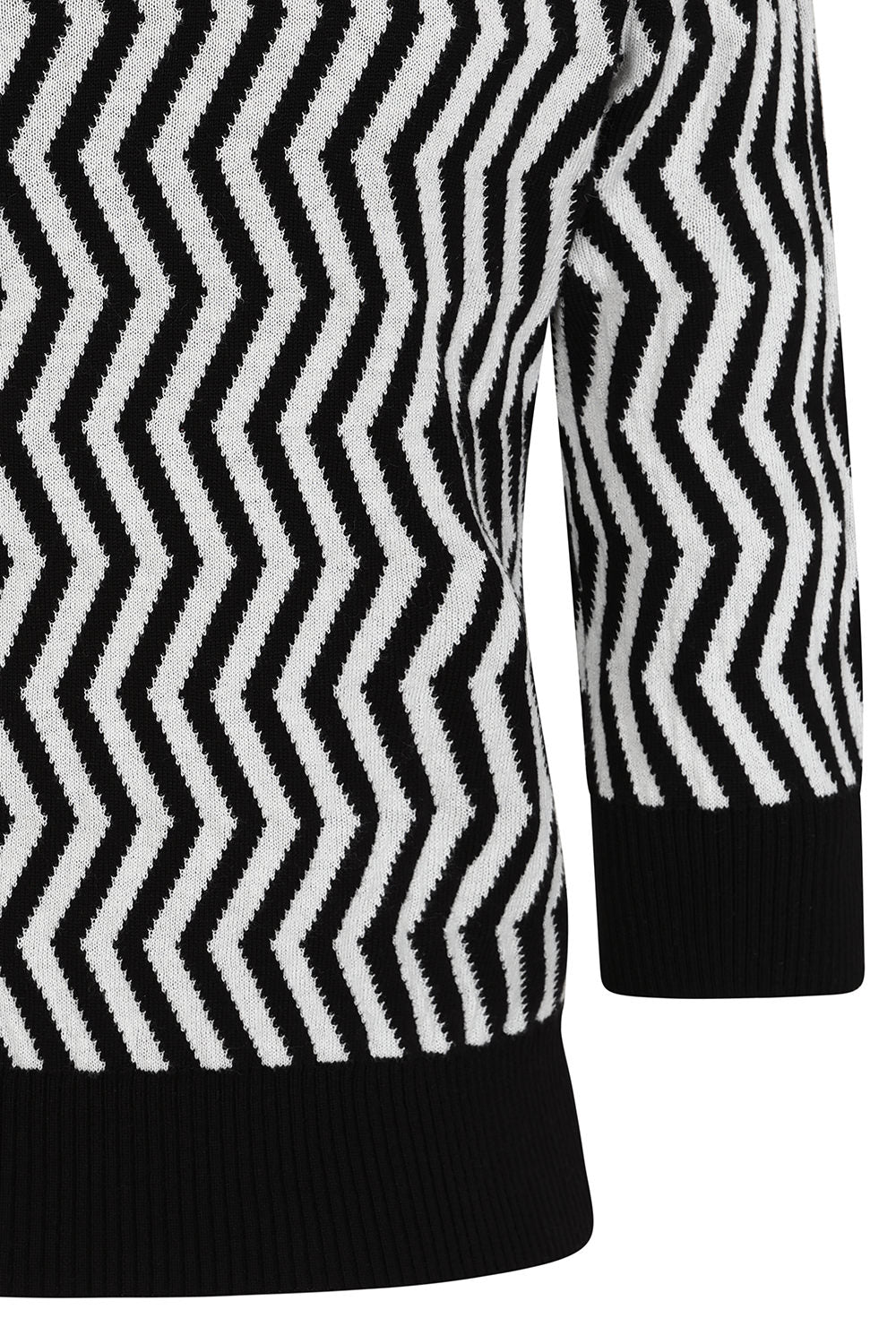 Banned Lara Zigzag Jumper - 40s Style Jacquard Pattern Sweater-Black/White