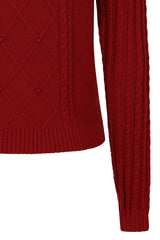 Banned Mona Cable Knit Jumper - 40s Style Vintage Sweater-Red