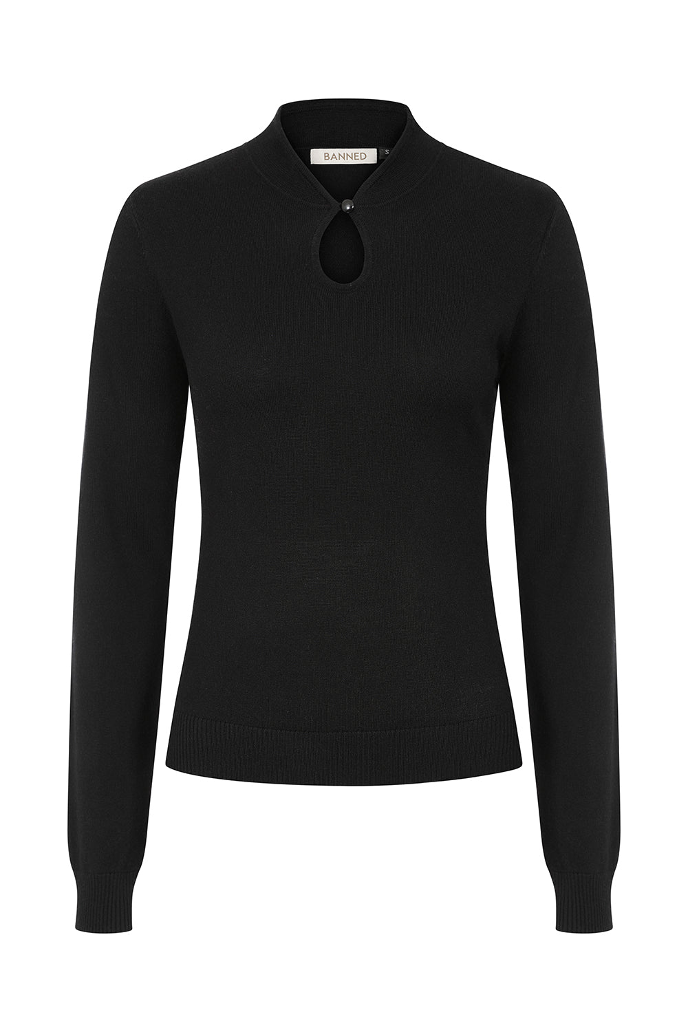 Banned's Mara High-Neck Teardrop Cutout Jumper -Black