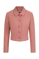 Banned Midge Bon Ton Crop Jacket - 60s Style Peter Pan Collar Jacket-Pink
