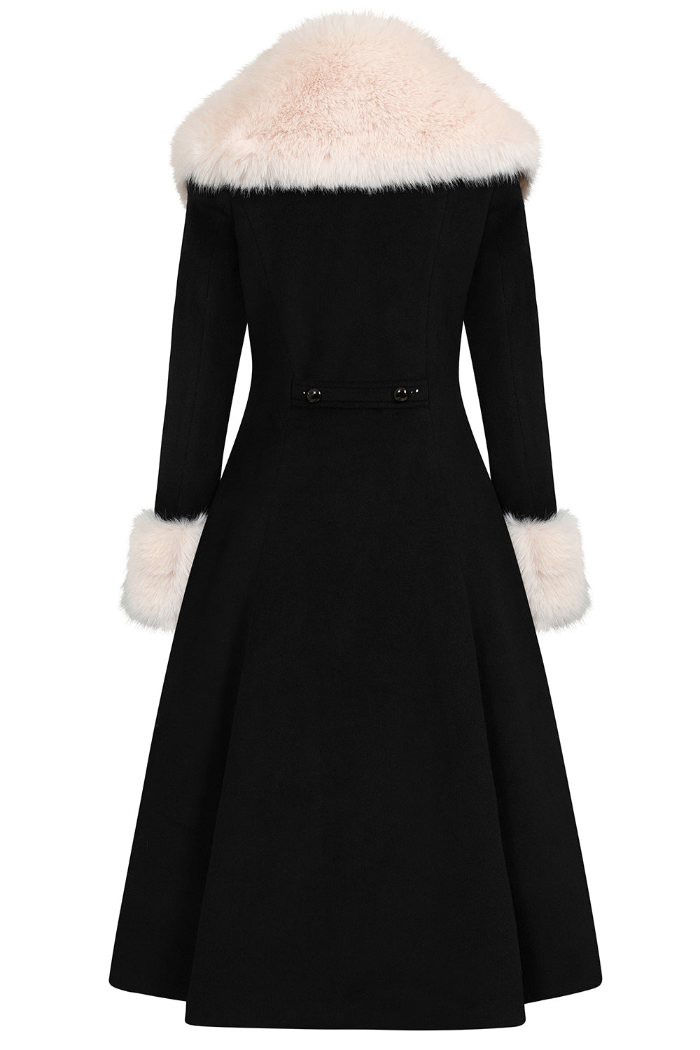 Banned Martha Fur Trim Swing Coat - 50s Style Faux Fur Collar Coat-Black