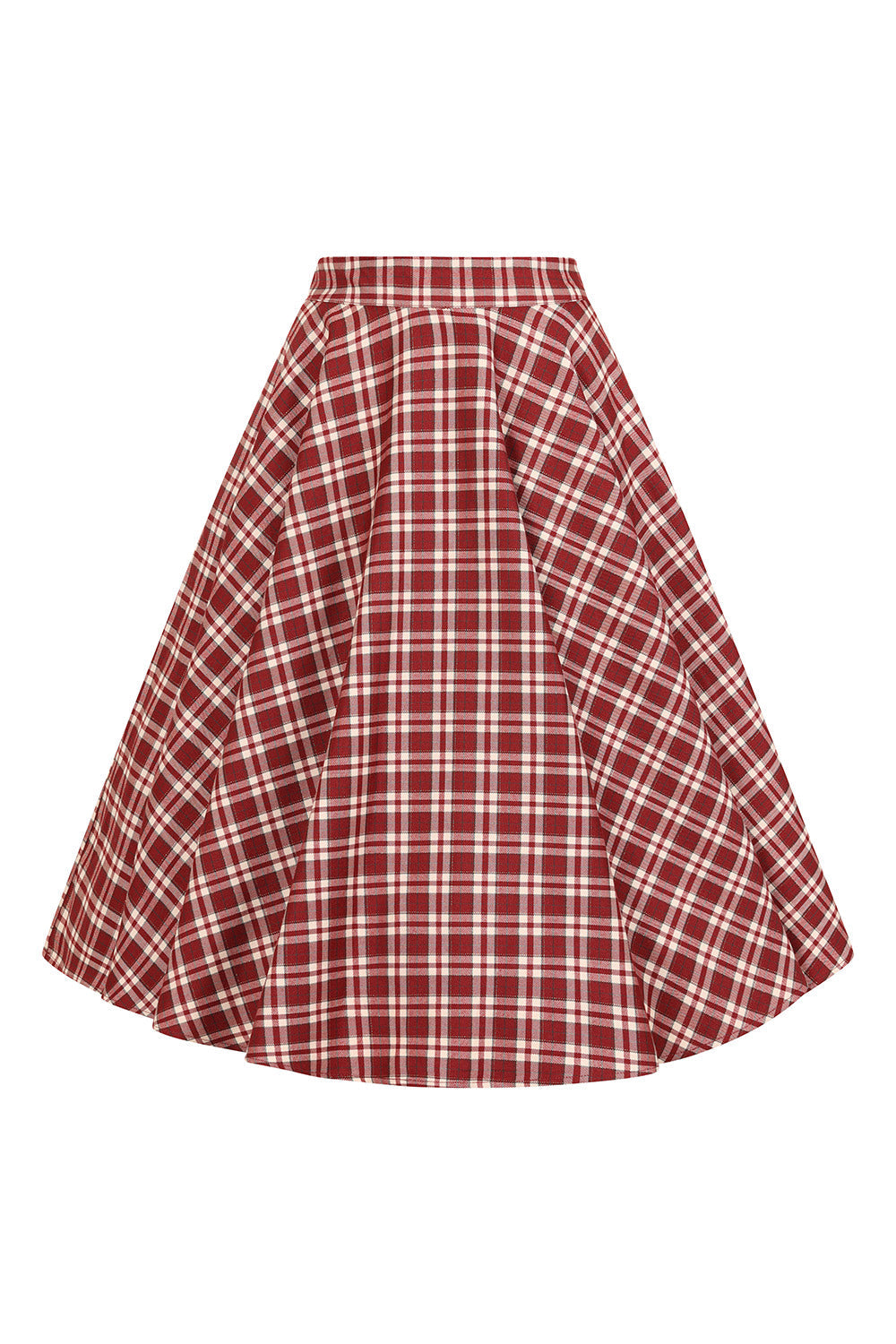 1950's Banned Retro Cary Burgundy check swing skirt-Burgundy