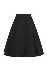 1950's Banned Retro Annie Rose spot texture swing skirt-Black