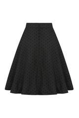 1950's Banned Retro Annie Rose spot texture swing skirt-Black