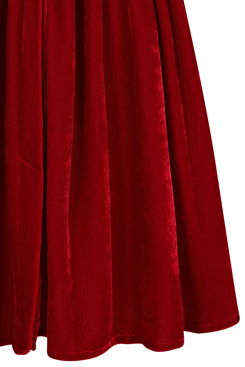 Banned Millie Velvet Circle Skirt - Retro Style Luxury Swing Skirt with Belt-Red