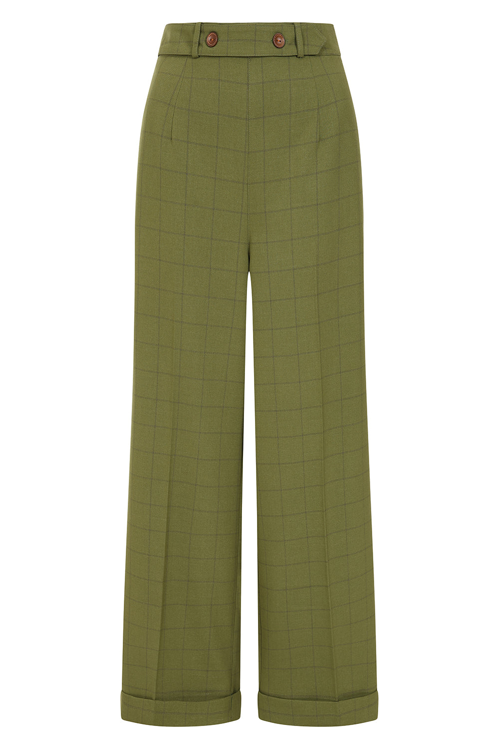 Banned Retro 1950's Style Bonnie Check Green Trouser-Green