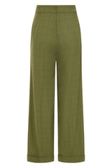 Banned Retro 1950's Style Bonnie Check Green Trouser-Green