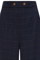 Banned Retro 1950's Style Bonnie Check Green Trouser-Navy