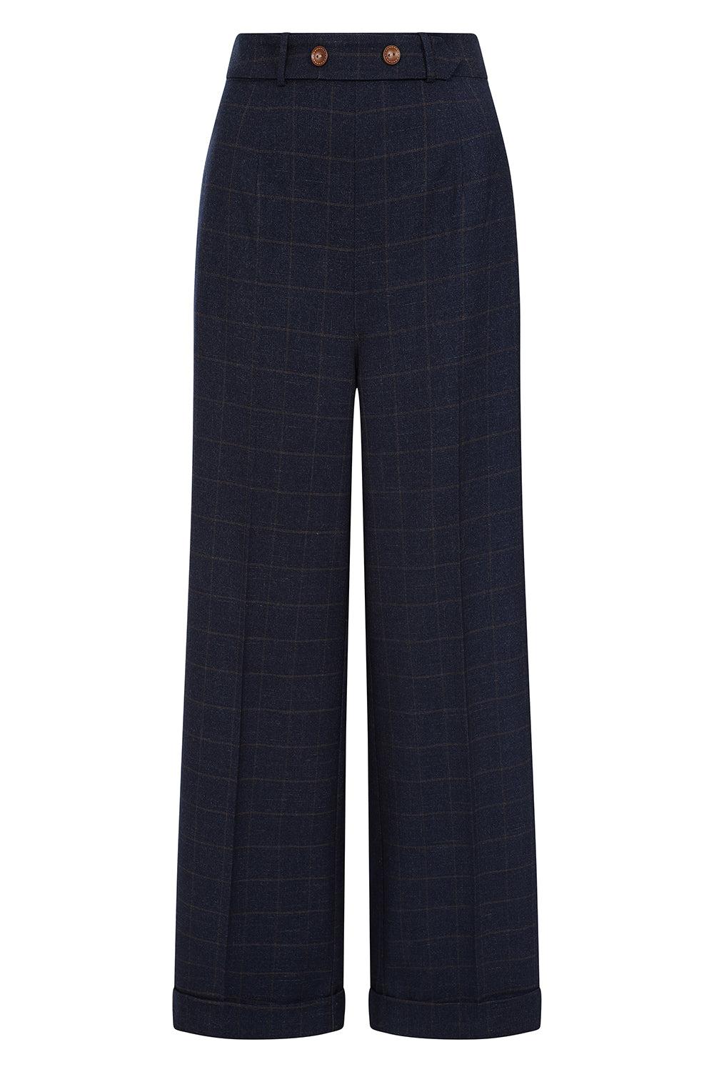 Banned Retro 1950's Style Bonnie Check Green Trouser-Navy