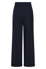 Banned Retro 1950's Style Bonnie Check Green Trouser-Navy