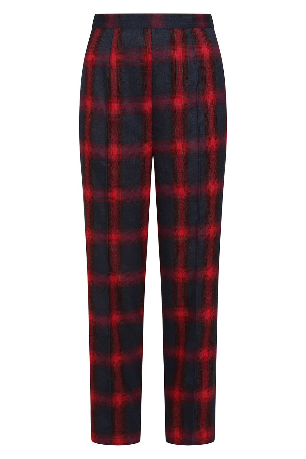 Banned Simona Check Cigarette Trousers - 50s Style Rockabilly Plaid Pants-Red/Blue