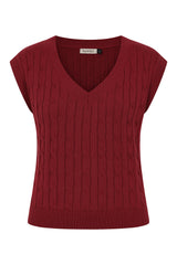 Banned Gina Cable Knit Waistcoat - 40s Style Menswear Inspired Vest-Burgundy
