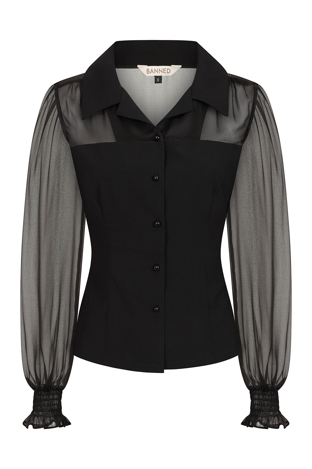 Banned Retro 1950's Mina Black blouse-Black