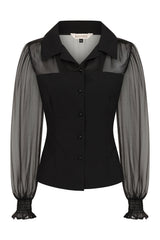 Banned Retro 1950's Mina Black blouse-Black