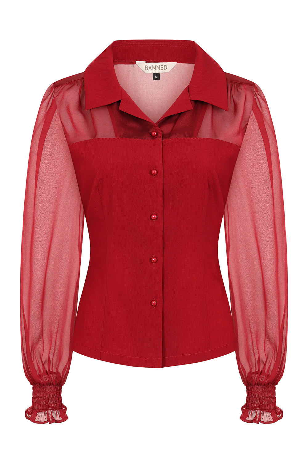 Banned Retro 1950's Mina Black blouse-Burgundy