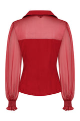 Banned Retro 1950's Mina Black blouse-Burgundy