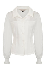Banned Retro 1950's Mina Black blouse-White