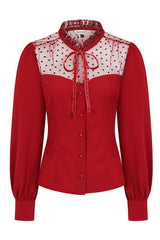 Banned Retro 1950's Luna Black blouse-Burgundy