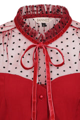 Banned Retro 1950's Luna Black blouse-Burgundy