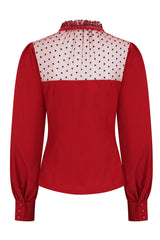 Banned Retro 1950's Luna Black blouse-Burgundy