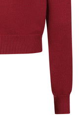 Banned Violet 40s/50s Crop Cardigan - Retro Style Shawl Collar Button-Up-Burgundy