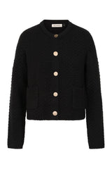 Banned Victoria 40s Crop Cardigan - Wool Mix Textured Jacket Style cardigan-Black