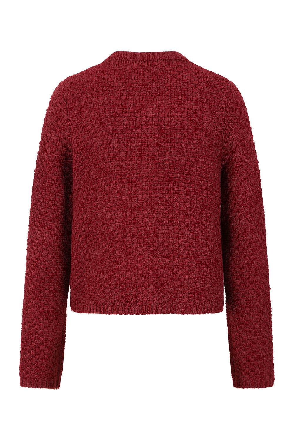 Banned Victoria 40s Crop Cardigan - Wool Mix Textured Jacket Style cardigan-Burgundy