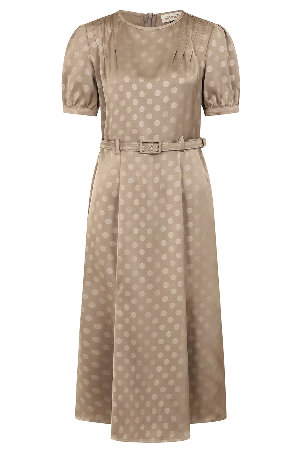 1940's Banned Retro Iris polka dot brown dress -Brown