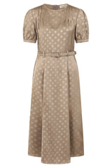 1940's Banned Retro Iris polka dot brown dress -Brown