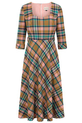 1950's Banned Retro Harriet Plaid Blush Dress-Blush