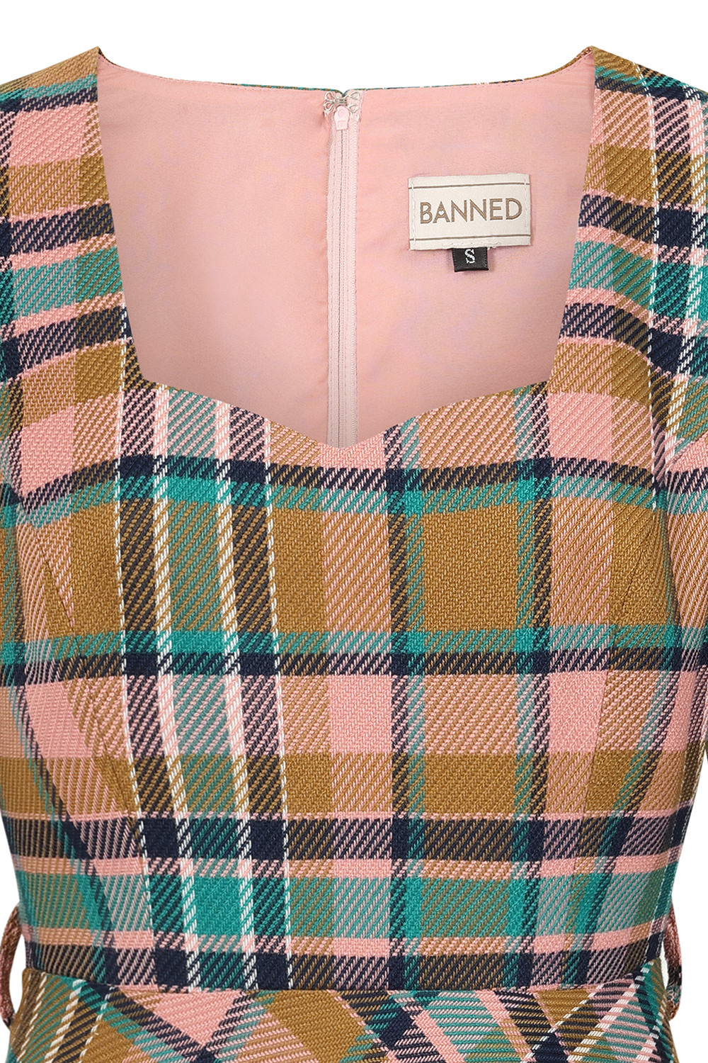 1950's Banned Retro Harriet Plaid Blush Dress-Blush