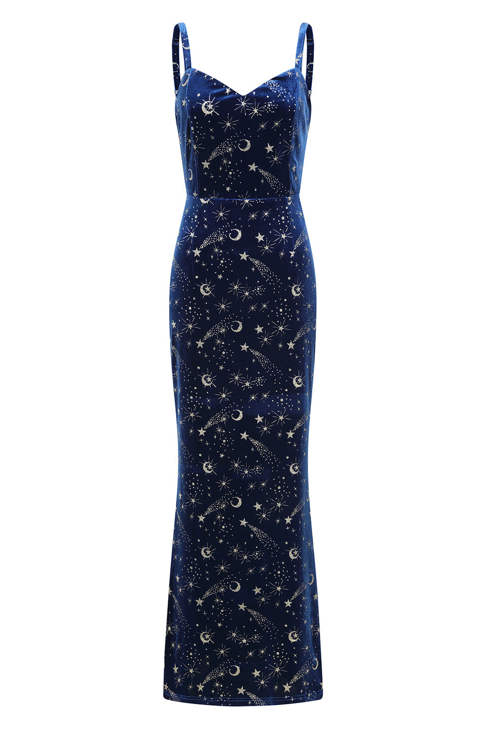 Banned Gloria Celestial Maxi Dress - 50s Style Galaxy Print Dress with Cape-Blue