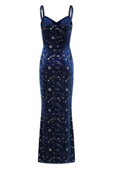 Banned Gloria Celestial Maxi Dress - 50s Style Galaxy Print Dress with Cape-Blue