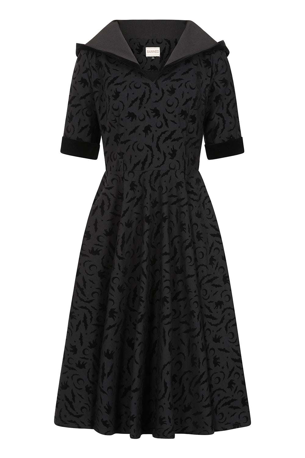 Banned Apparel Tara Halloween Night Hooded Dress with pockets.-Black