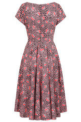 Banned Lola Cherry Leopard Swing Dress - 50s Style Animal Print Fruit Circle Dress-Pink