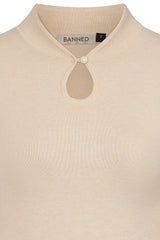 Banned's Mara High-Neck Teardrop Cutout Jumper -Beige