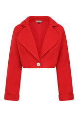 Banned Marilyn 50s Cropped Jacket - Vintage Style Wide Collar Jacket-Red
