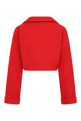 Banned Marilyn 50s Cropped Jacket - Vintage Style Wide Collar Jacket-Red