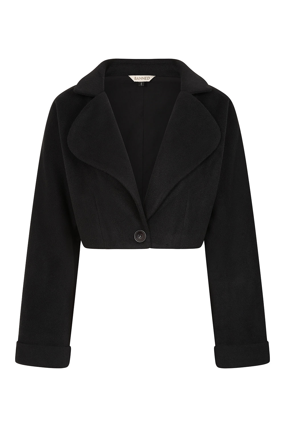 Banned Marilyn 50s Cropped Jacket - Vintage Style Wide Collar Jacket-Black